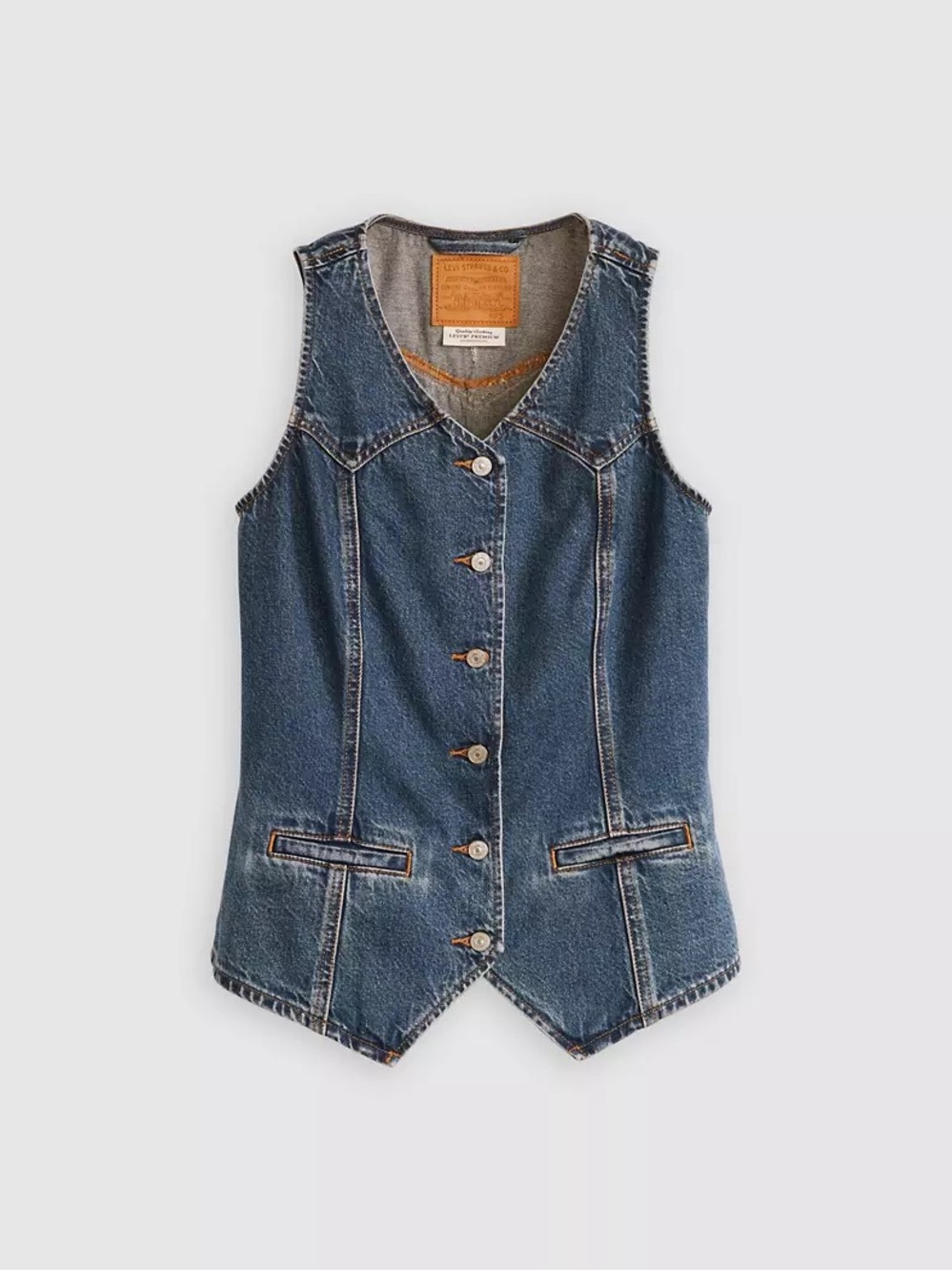 Levi's Blue Denim Button-Front Vest